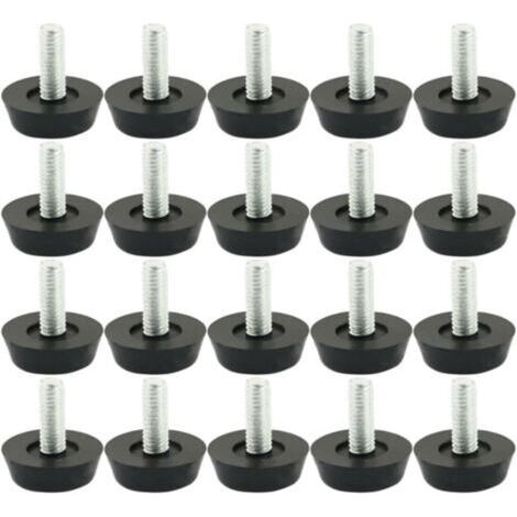 Lot de 20 pieds de nivellement réglables pour meubles, patins de protection pour sols, roulettes filetées, 23 mm x M6 x 20 mm (1/5)