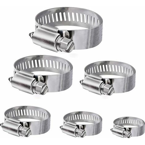 Green Mobility-Colliers de serrage, 36 colliers de serrage réglables en acier inoxydable de 6 à 51 mm Assortiment de 8 tailles pour tuyau d'eau familial, réservoir d'essence, tube automobile, etc. (1/5)