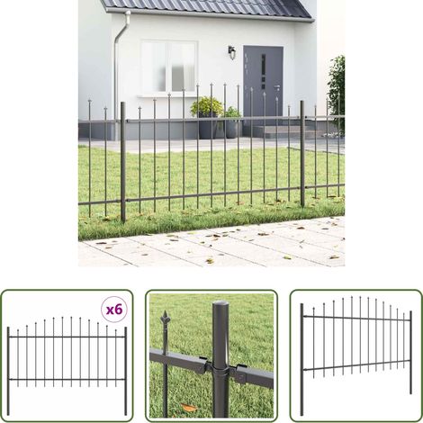 Stahlzaun -  Gartenzaun 6 pcs Grau 170 x 140 cm Pulverbeschichteter Stahl (1/5)
