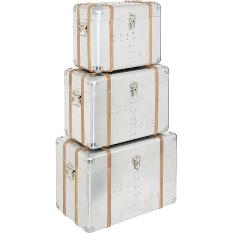 Lot de 3 Malles de Rangement "Sky" 54cm Argent