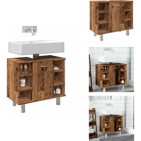 Armoire de salle de bain vieux bois 60x32x53,5 cm - Armoire De Salle De Bain - Armoires De Salle De Bain - Meubles De Salle De Bain - Unité De Salle De Bain (1/5)