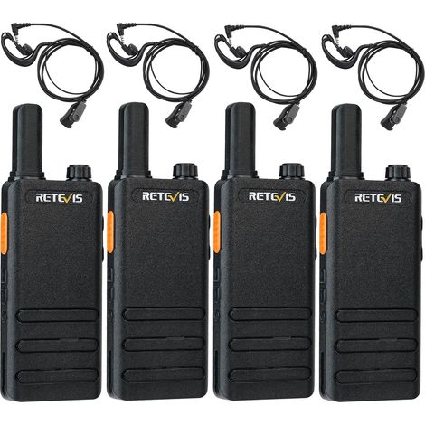 Talkie Walkie Mini, 15mm Ultra-Mince, 1620mAh Rechargeable Talkies Walkies Batterie USB-C, VOX, Talkie Walkie Professionnel de Restaurant Portable avec Oreillettes (4 Pcs, Noir) (1/5)