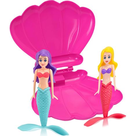 Lot de 2 jouets de plongée pour enfants en forme de sirène avec coquillage rose, jouet de sirène pour baignoire, piscine et entraînement sous-marin (1/5)