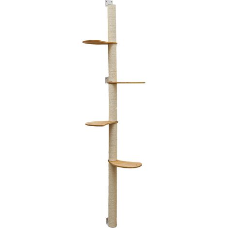 205 cm Rascador de Pared con 4 Plataformas - Árbol para Gatos - Columna de Sisal (1/5)