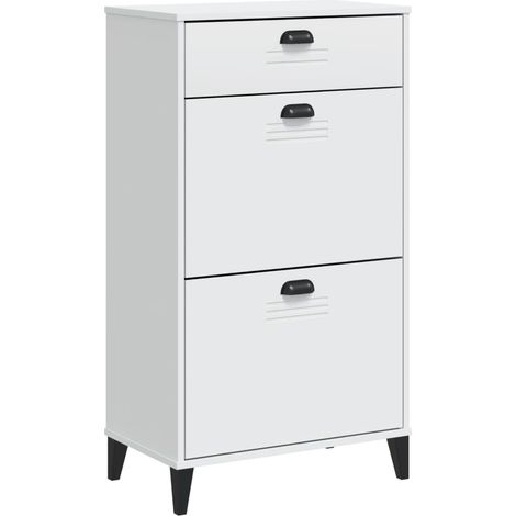 Armoire à chaussures range chaussures rangement meuble entrée couloir salon bois d'ingénierie blanc (1/5)