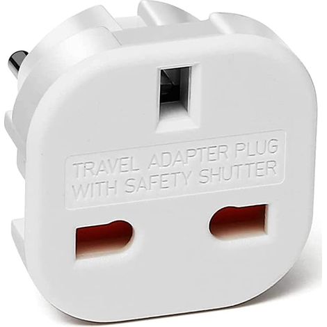 UK to Travel Plug Adapter Type G to European 2-Pin CEF Model White (1/5)