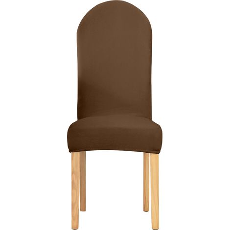 Housse de chaise DOSSIER ARRONDI velours MARRON (1/5)