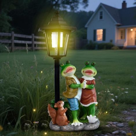 Veilleuse grenouille d'extérieur - sculpture de jardin - décoration de terrasse - lampe solaire - étanche - cadeau décoratif (1/5)