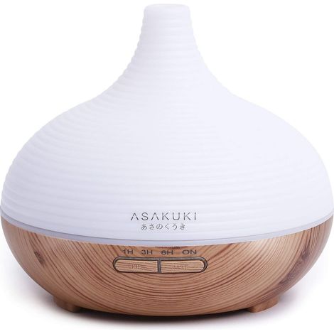 ZOLGINAH Diffuseur d'Huiles Essentielles 300ml, Premium 5 en 1 à Ultrasons Electrique Vaporizer Humidificateur, Minuterie et Arrêt Automatique sans Eau, 7 Couleurs de lumière LED pour Yoga, Maison-jau (1/5)