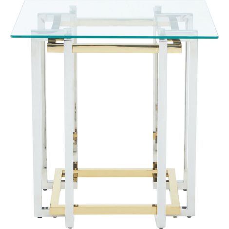Interiors by Premier Glass Top Side Table, Gold and Silver Luxury Side Table, Modern Side Table with Glass Top, Sofa Side Table (1/5)