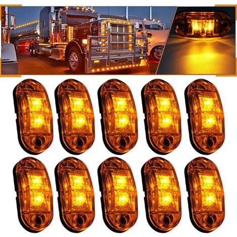 BUNTHAUS PA 10X 2 LED Feux de Marquage Latéral 12 / 24V Feux De Gabarit LED Remorque Lampe Latérale Avertissement Lumière jaune pour Camion RV Caravan (1/4)