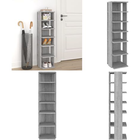 Schuhregal Grau Sonoma 27,5x27x102 cm Holzwerkstoff - Schuhregal - Schuhschrank - Garderobe - Aufbewahrung - Organisation - Home & Living (1/5)