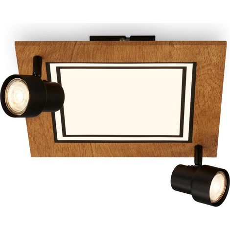 LED Deckenleuchte,schwarz-holzfarben,2xGU10+LED