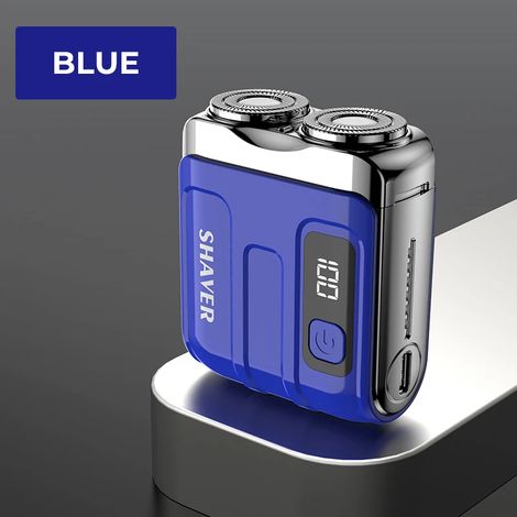 Rasoir électrique intelligent (R18 Bleu), affichage numérique, mini tête de rasage double lame, rasoir de voyage, rechargeable (1/5)