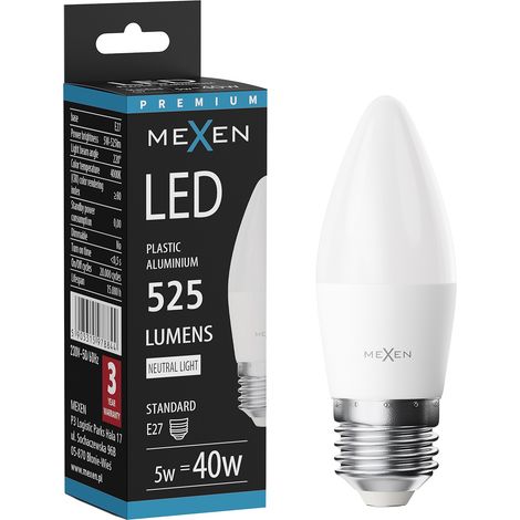 Mexen Nova Bombilla LED E27, C37, 5W, Neutral - 4000K, 525 lm - L102-E27-0540-01 (1/5)