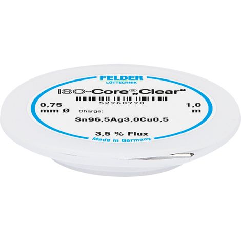 Felder ISO-Core "Clear" SAC305 Lötzinn Spule Sn96,5Ag3Cu0,5 0.75 mm