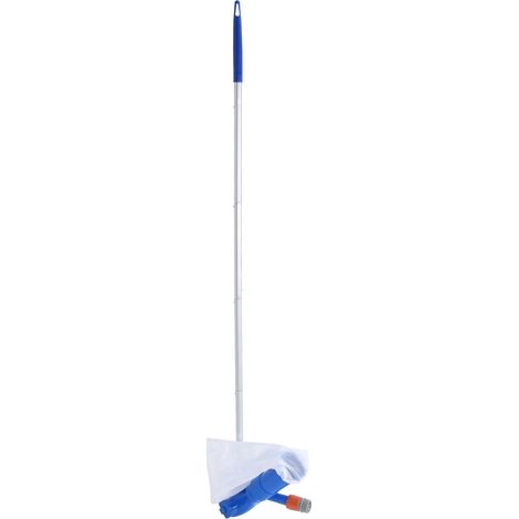 Kit per la manutenzione della piscina: retino per foglie, aspiratore per piscina, dosatore di prodotti chimici, guanti per la pulizia