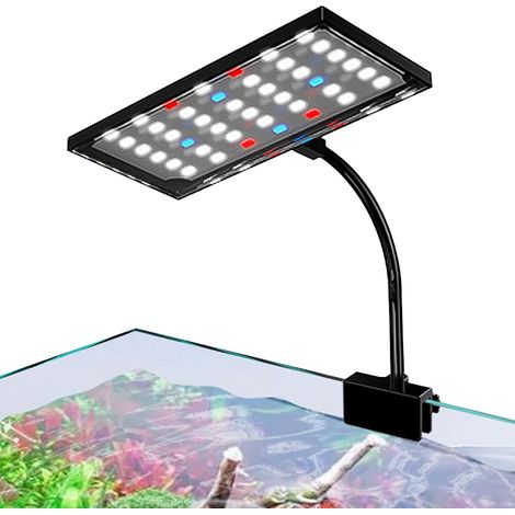 14w Led Lampe Aquarium, Clip On Aquarium Éclairage 10 Helligkeitsniveaus Optional und 3 Stufen Zeitgesteuerter Loop, Éclairage Aquarium Led pour 40-100cm Réservoir Planté
