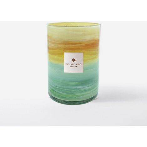 Vase en verre artisanal cylindrique Made in Italy Tramonto H 20 - Multicolore 2