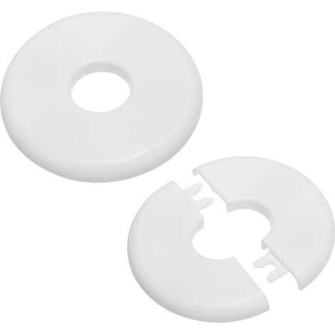 0.93" (23.5mm) Wall Covering Plate 2 Pieces Round Abs Self Adhesive Escutcheon Plate Buckles for Covering Water Pipes for Tap, White (1/5)