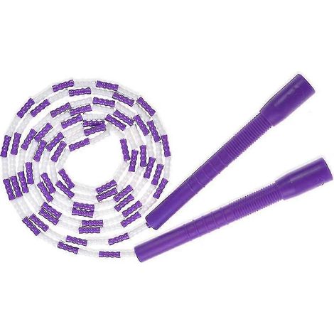 Corde à sauter - Corde à sauter souple et segmentée avec perles - Corde décorative ajustable et anti-nœuds pour l'entraînement (Violet) (1/4)