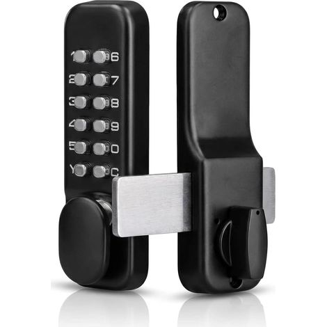 Serrure de Porte Mécanique sans Clé, Serrure Porte à Combinaison Mécanique, Serratura con Codice Digitale à 12 Touches, Extérieur avec Poignée avec Code, Étanche, pour Maison, Clôture Extérieure (1/5)