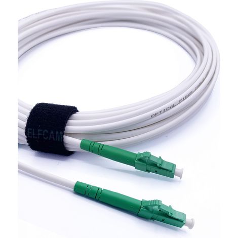 Elfcam LWL-Patchkabel 3m LC/APC auf LC/APC – Singlemode Simplex 9/125 µm, LSZH, Weiß – Glasfaserkabel für Hochgeschwindigkeitsverbindungen (1/5)