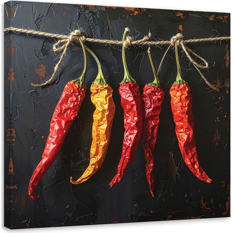 Bild auf Leinwand Getrocknete rote Chilischoten 60x60 (1/5)