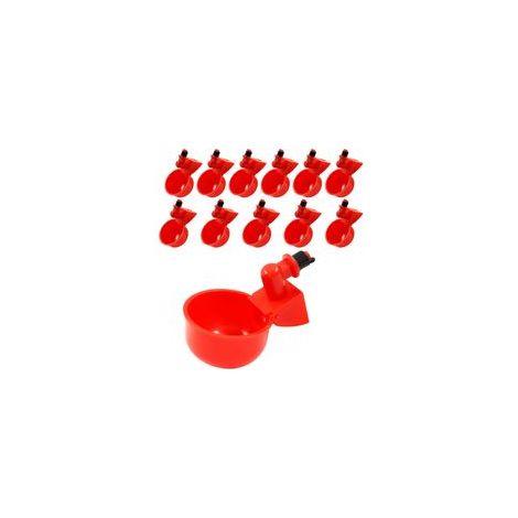 Abreuvoir automatique pour volailles 12pcs – Bol en plastique avec ressort inoxydable – Compatible seaux standard – Pour poules, canards, oiseaux (1/5)