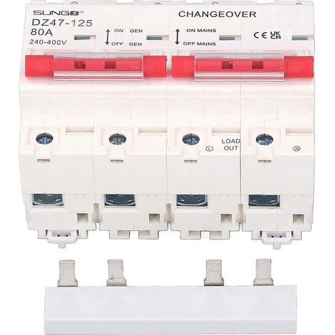Verriegelter Miniatur-Leistungsschalter mit zweifacher Stromumschaltung und Sammelschiene 2P+2P AC 240–400 V 80 A