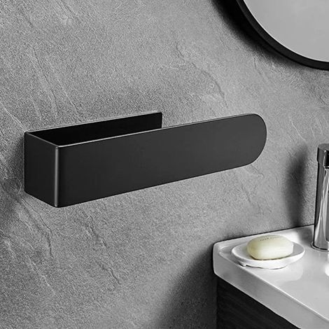 (230 mm Noir) Porte-papier toilette sans perçage en acier inoxydable SUS304, distributeur de rouleau d'essuie-tout auto-adhésif à fixation murale pour salle de bain et cuisine (1/5)