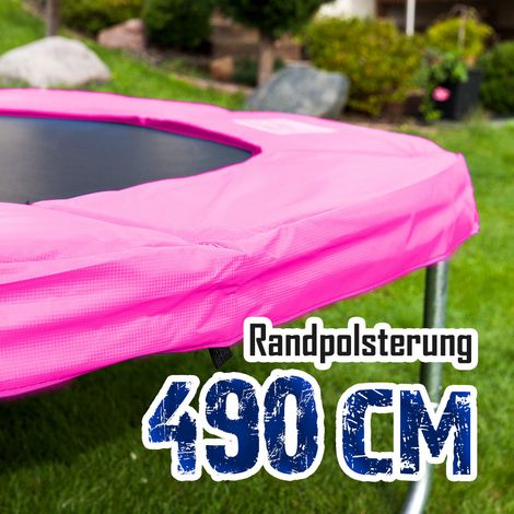 490cm Randpolsterung Gepolsterte Federabdeckung Rahmenpolsterung für 490cm Trampoline Breite 27cm Stärke 18mm in Pink