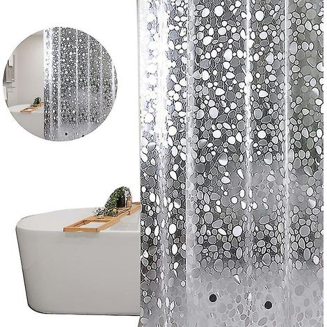 Rideau de douche imperméable et résistant à effet givré pour salle de bain 180x180cm (1/5)