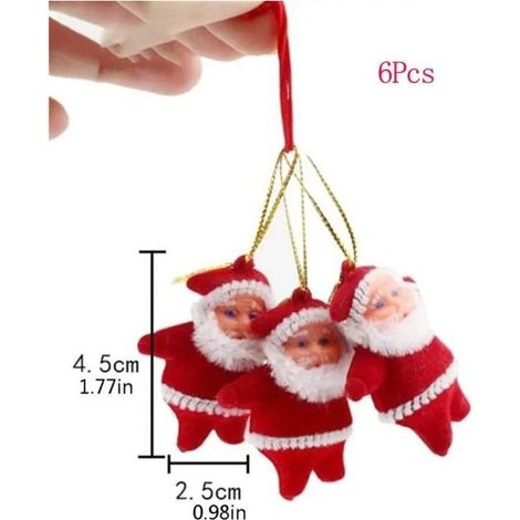 Poupée - Santa Claus - Décoration de Noël - 6pcs - Métal - Rouge - À suspendre (1/4)