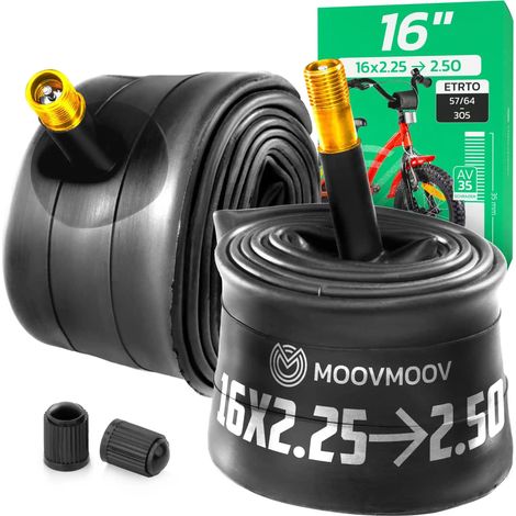 Chambre à air 16 pouces - Pour pneus de 16x2.25 à 16x2.50 - ETRTO 57-305 à 62-305 - Valve Schrader 35 mm - Lot de 2 (1/5)