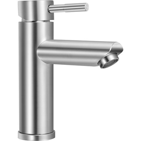 Bathroom Sink Mixer Tap, Bathroom Faucet with 304 Stainless Steel Design, Cold-Hot Water Basin Mixer Tap, Single Lever Basin Mixer Tap With 60cm water pipe (1/5)