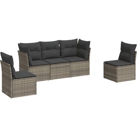 Maison Exclusive - 5-tlg. Garten-Sofagarnitur mit Kissen Grau Pol