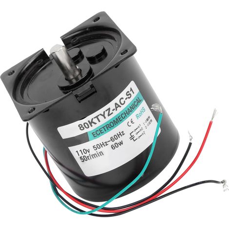 AC-Synchronmotor mit Kondensatorhalterung, CW/CCW, hohes Drehmoment, niedrige Drehzahl, 60 W, XD80KTYZ, 50 U/min, AC 110 V (1/5)
