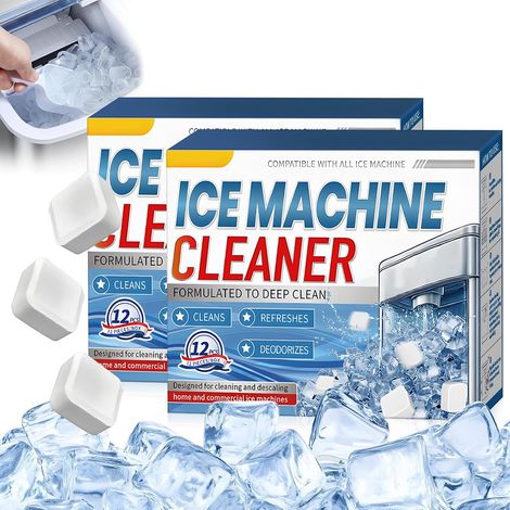 Nettoyants pour Machine à Glaçons, Detartrant Machine a Cafe, Tablettes de Nettoyage pour Machines à Glaçons, Prolongez la Durée de Vie de Votre Sorbetière (1/5)