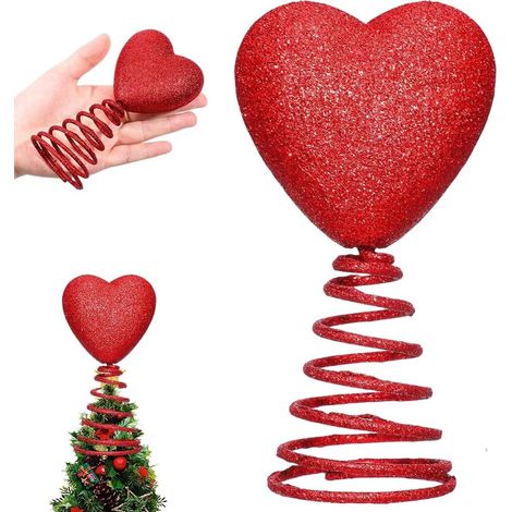 Coeur - Topper Arbre De Décoration Intérieure - 15 Cm - Design Spirale Mobile - Pour Fête Des Amoureux - 1 Pièce (1/5)
