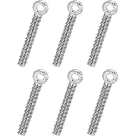 6 Pcs Boulon à Œil M8x65mm Boulon à Œillet de Levage pour Balancement d'Épaule, Vis Poisson en Acier Inoxydable 304, Filetage Métrique à Demi-Denture Trou Coulissant, Argentée (1/5)