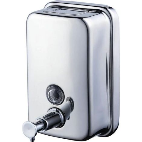 Dispenser di sapone da parete da 500 ml per cucina e bagno, realizzato in acciaio inox cromato lucido. - Crezuo