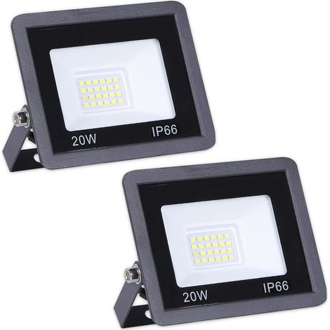 2 pcs Projecteur LED extérieur, 100-265 Volt, Projecteur LED Boîtier aluminium Projecteur extérieur étanche Projecteur enseigne haute luminosité Large Voltage Projection linéaire, 20W (1/4)