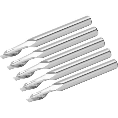 Fraise Hélicoïdale 5 Pièces, Fraise à Graver CNC Carbure Monobrin Queue Droite 8x8x20x80mm pour Défonceuse Bois (1/5)