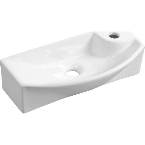 Lavabo en céramique CARLON, 45x23cm, trou pour robinetterie à droite, blanc (1/3)