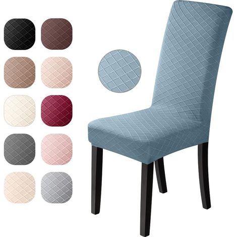 Housse de Chaise Couverture de Élasthanne Jacquard Pattern Housse de Salle à Manger Universel Housse de Protection, très Facile à Nettoyer et Durable (Bleu, Lot de 4)