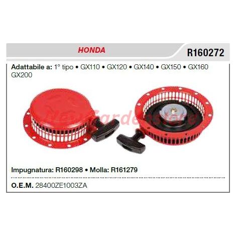 Arrancador motobomba HONDA GX110 120 140 150 160 200 1er TIPO R160272
