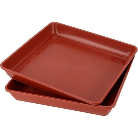 Bac à plantes en plastique rouge brique 3535cm bac à égouttement carré bac à fleurs adapté à l'intérieur et à l'extérieur, 2 pièces (1/5)
