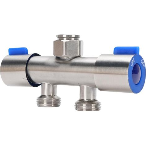 Raccord en Y pour tuyau d'arrosage en acier inoxydable 304  Double sortie filetée G1/2 avec commande indépendante pour robinets et douches