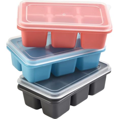 de 3 bacs à glaçons en silicone avec couvercles, 6 moules démouler la (1/5)
